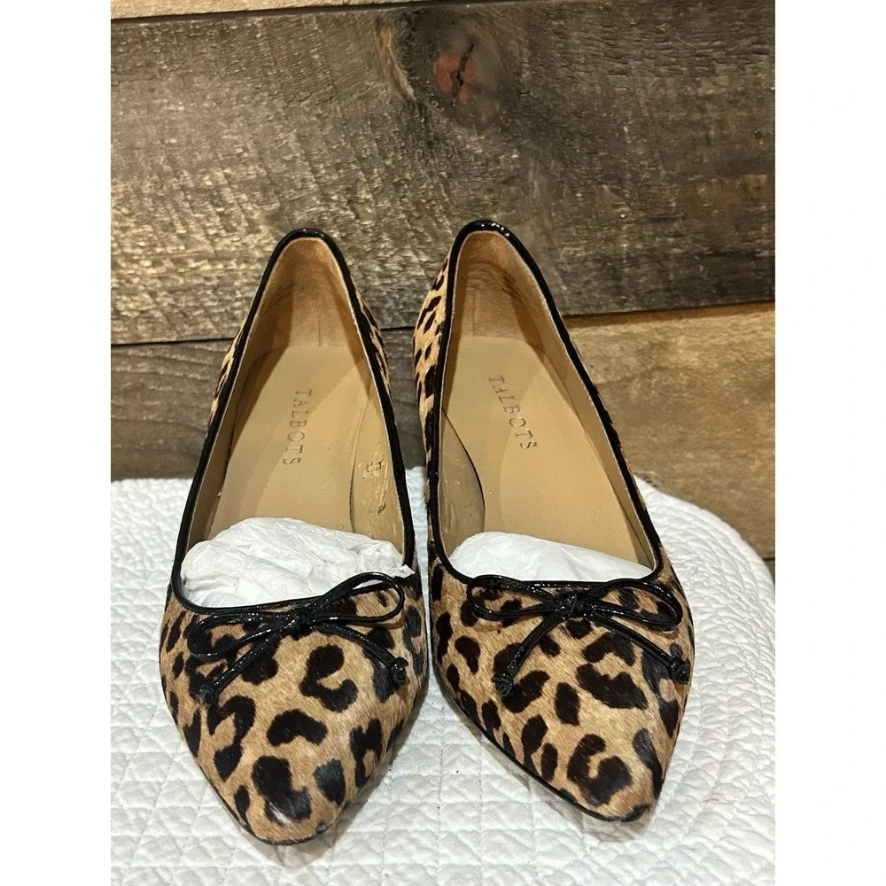 Talbots Womens Leopard Print Calf Hair Stiletto Pumps Heels 7.5 Classic Elegant